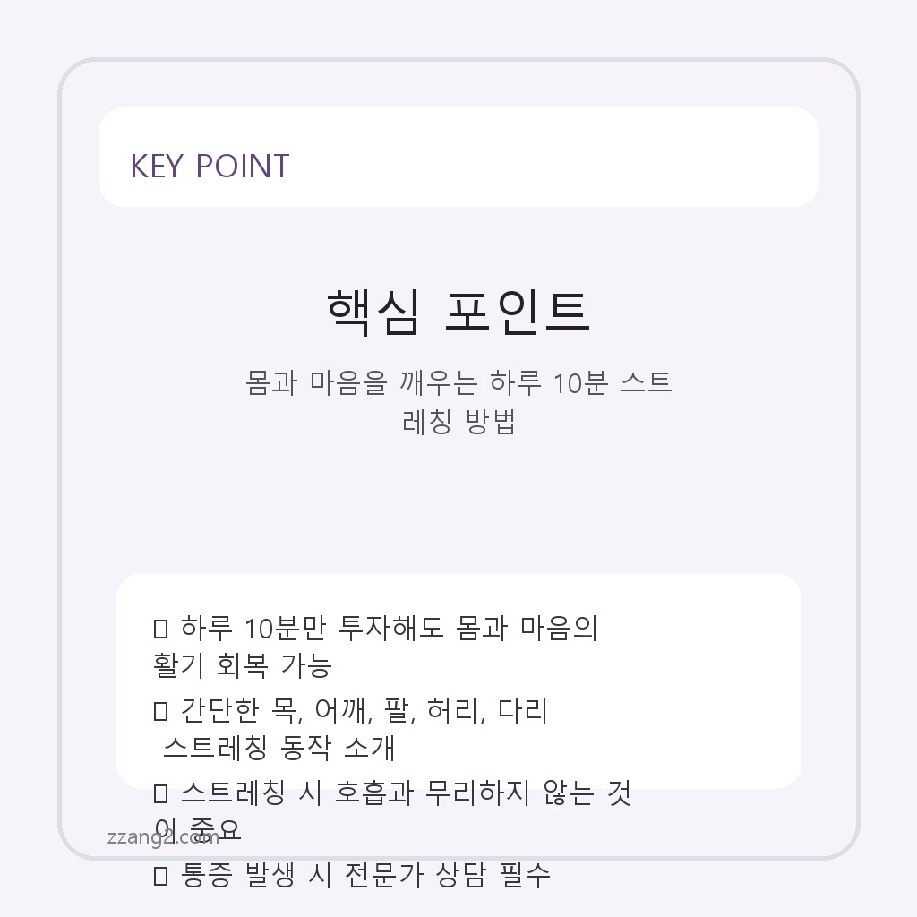 몸과 마음을 깨우는 하루 10분 스트레칭 방법 핵심 포인트